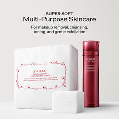 shiseido pad removing eye makeup showing non-fluffing benefit and clean swipe