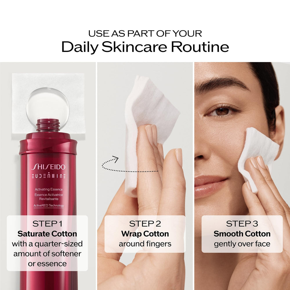 shiseido pad beside hand to show scale and easy handling for precise use