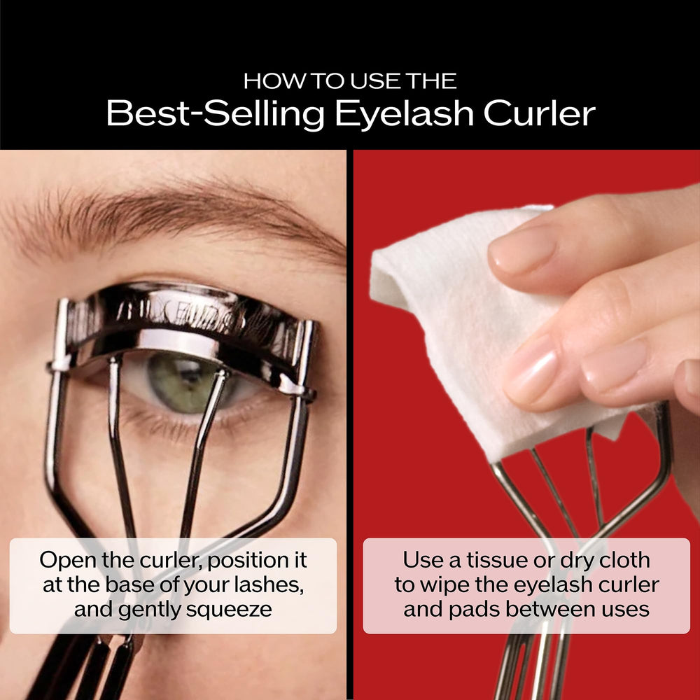 Shiseido curler clasping lashes to show precise curling control