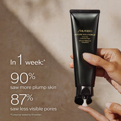 Shiseido close-up of rich foam texture demonstrating gentle, moisturizing lather