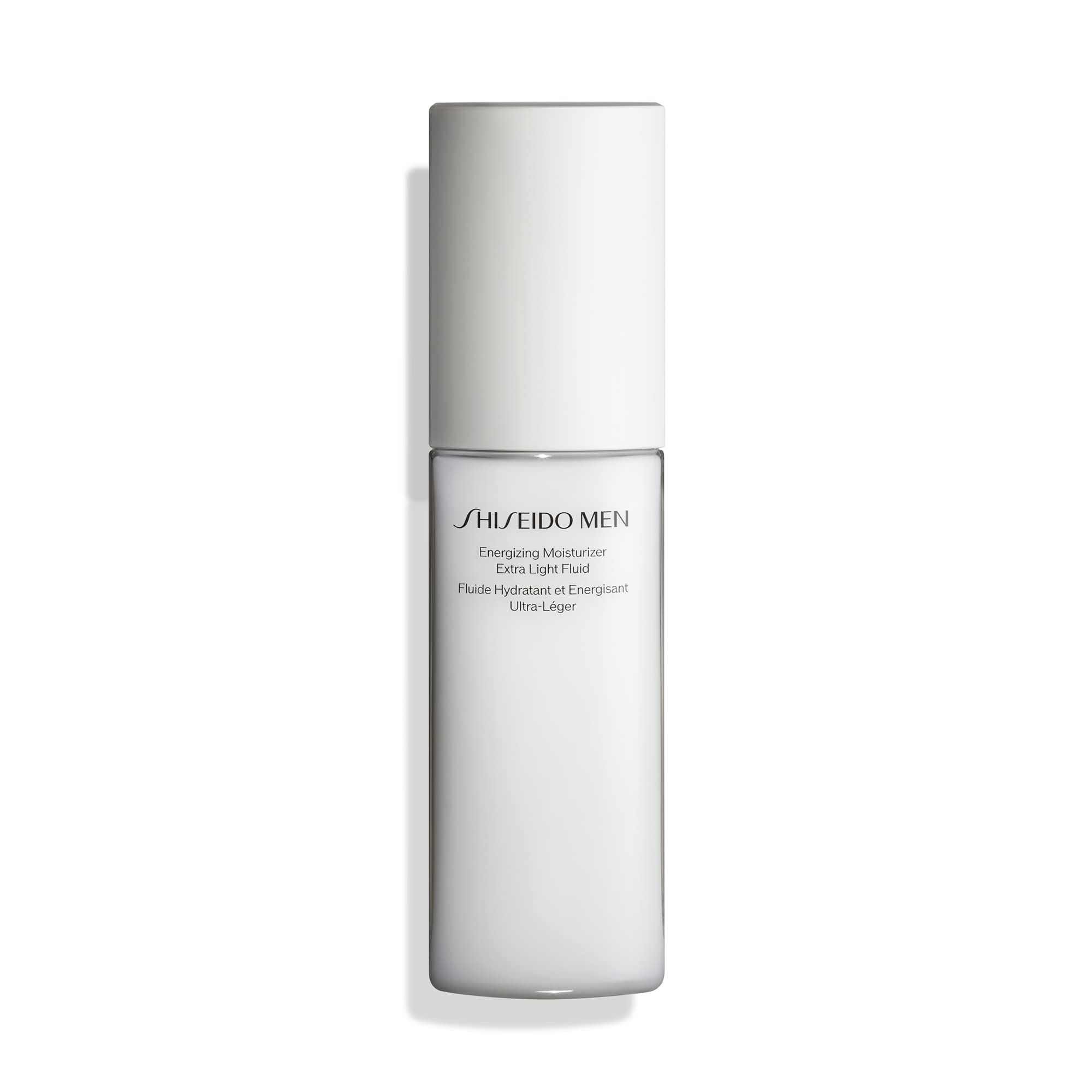 Shiseido men moisturizer front view shows sleek bottle and easy pump benefit hydration