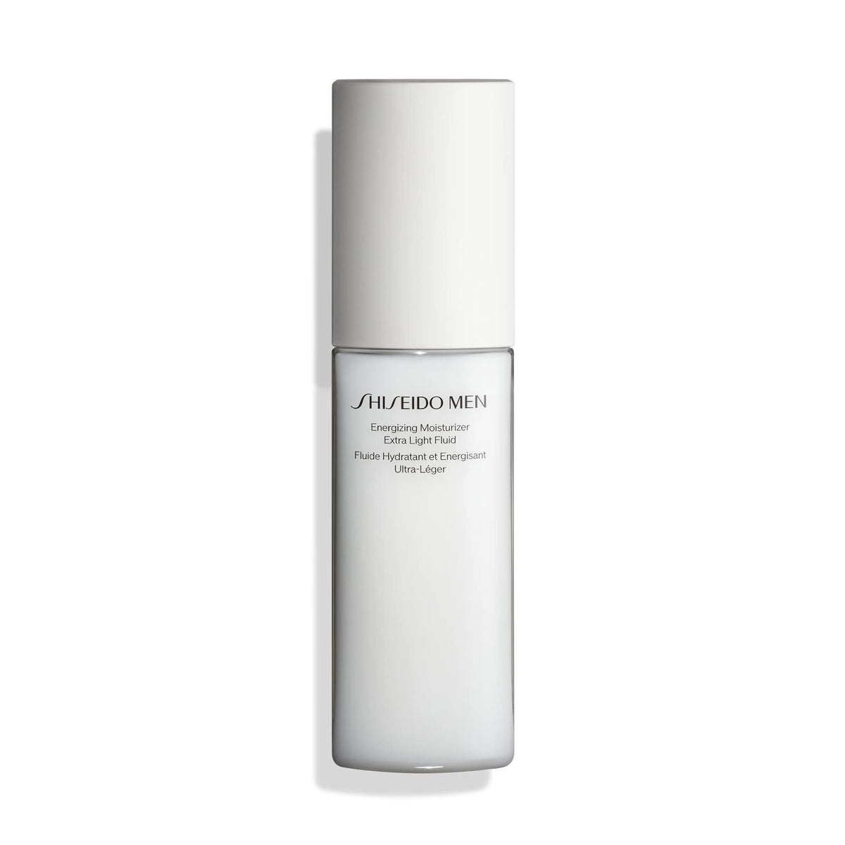 Shiseido men moisturizer front view shows sleek bottle and easy pump benefit hydration