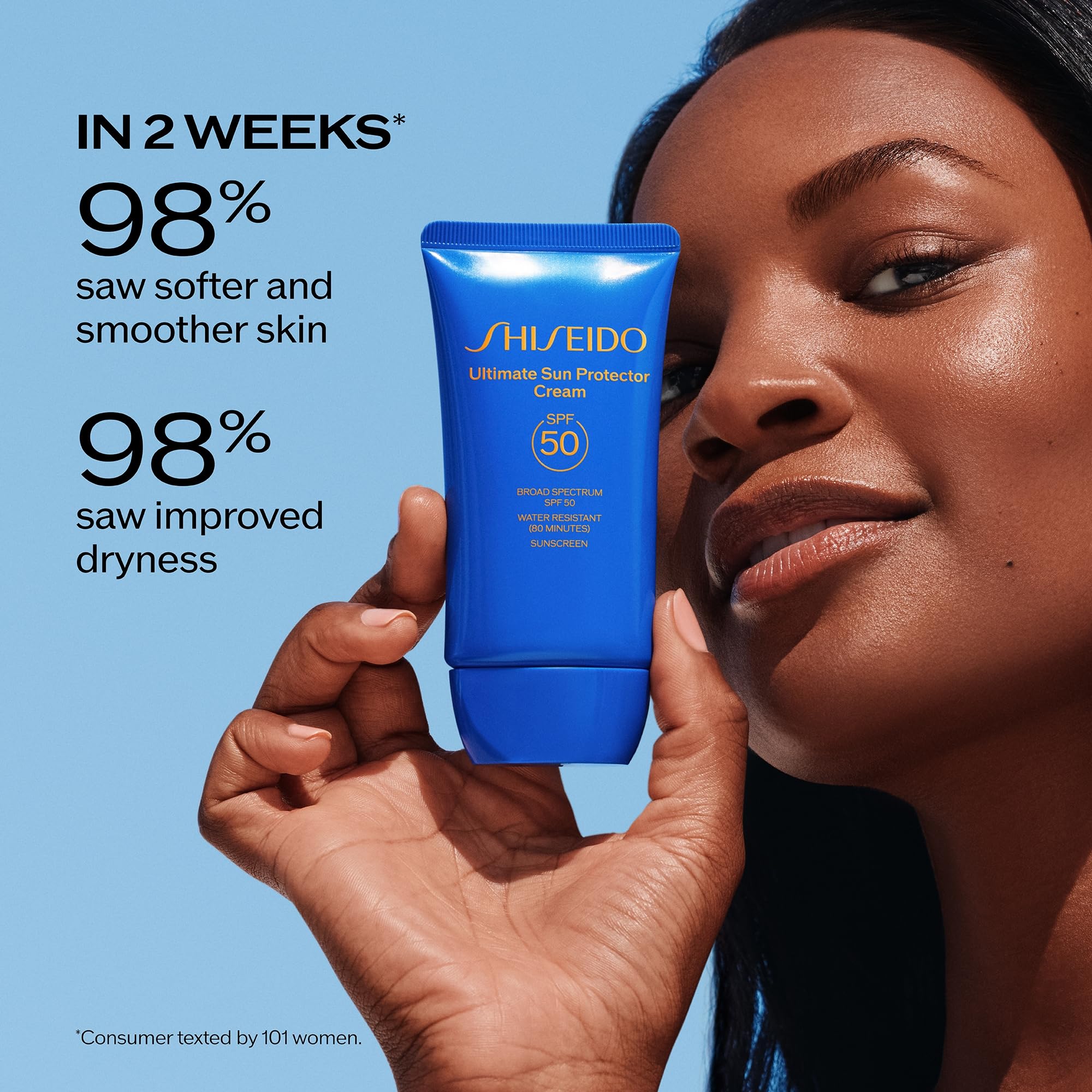 Shiseido being applied to face demonstrating smooth coverage and hydration