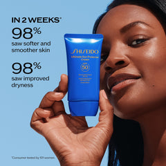 Shiseido being applied to face demonstrating smooth coverage and hydration