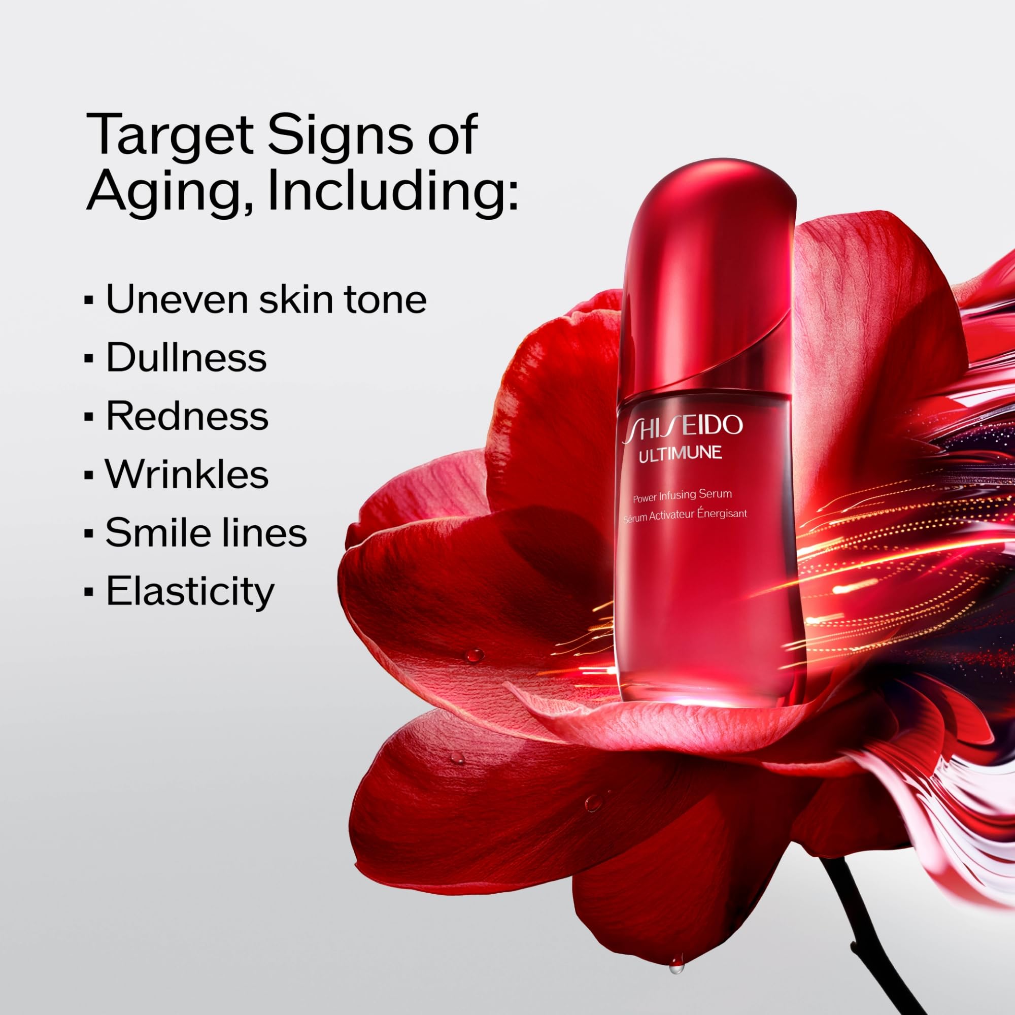 Shiseido Ultimune serum texture closeup demonstrating lightweight absorption