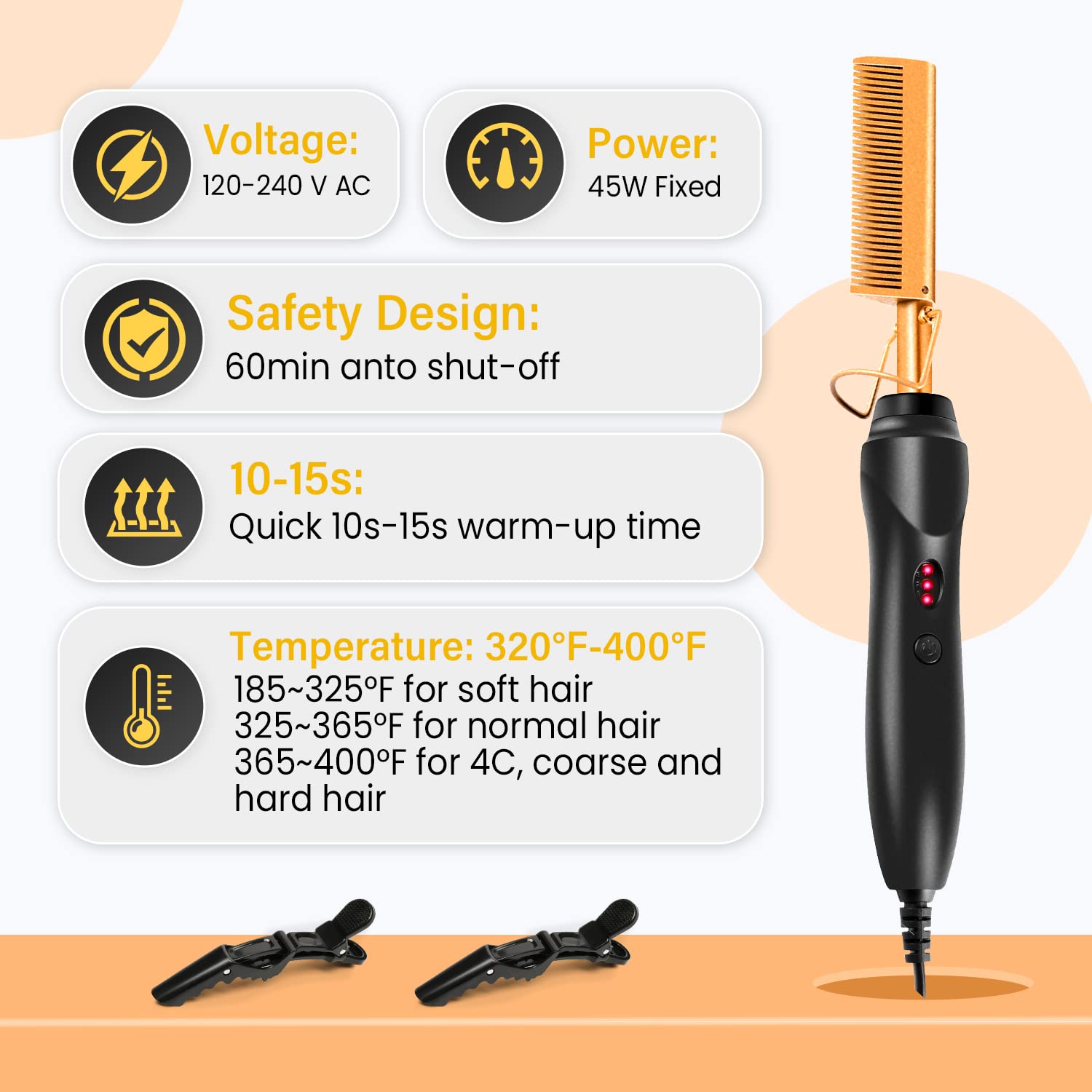 Shiyalan hot comb in use on natural hair demonstrating smoothing and frizz control