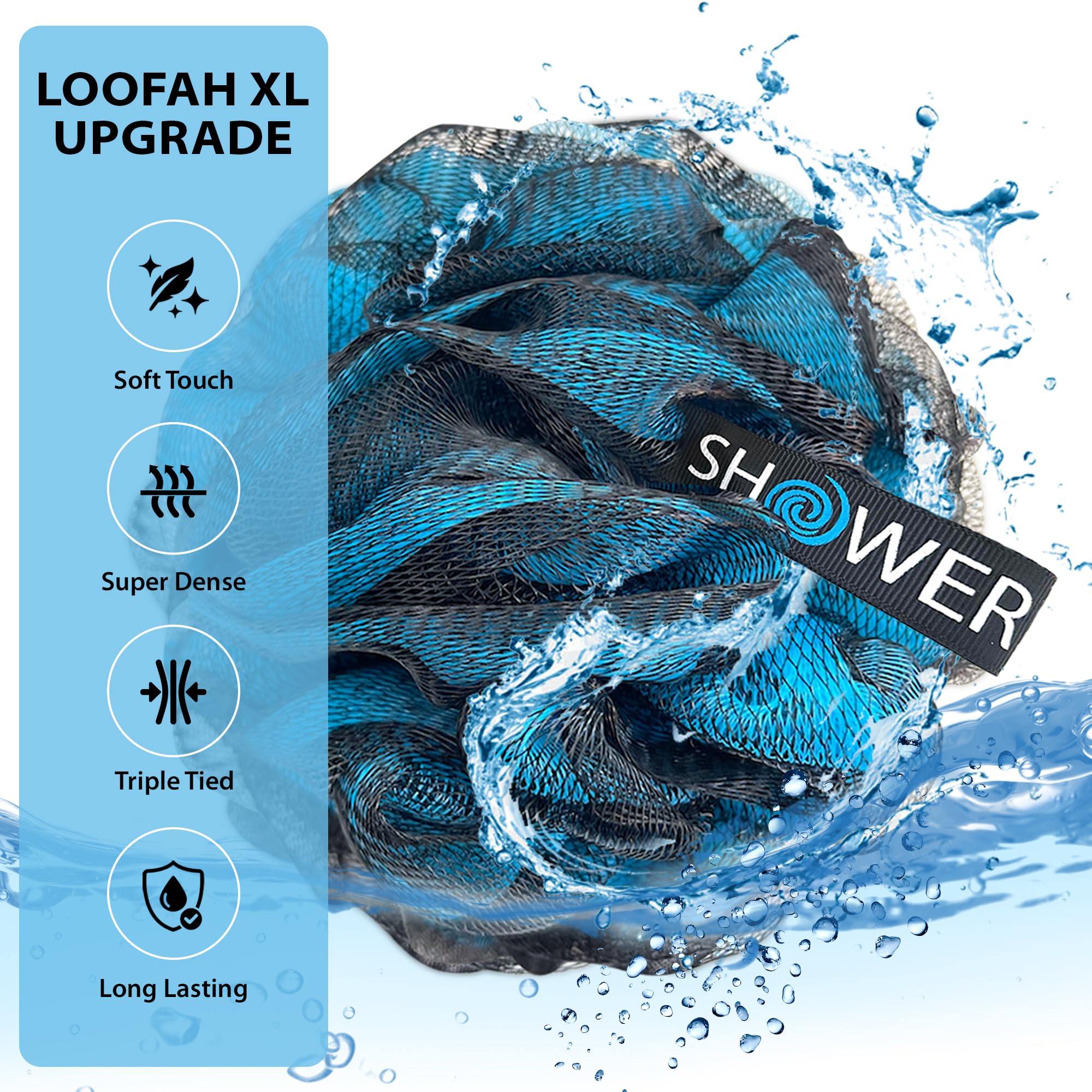 Shower Bouquet charcoal-infused ribbon detail illustrating durable knot and hanging loop benefit