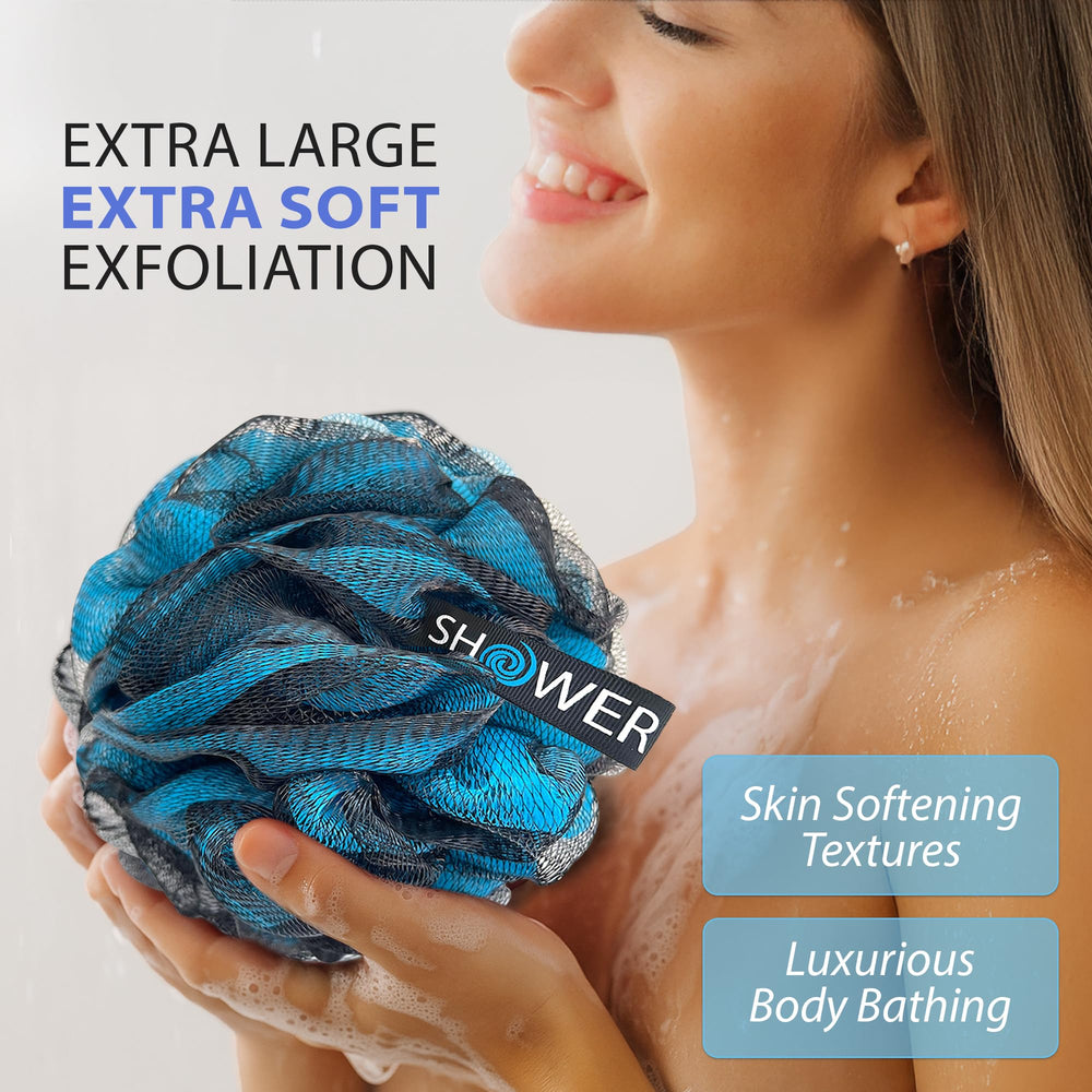 Shower Bouquet close-up of charcoal-infused mesh texture for gentle exfoliation