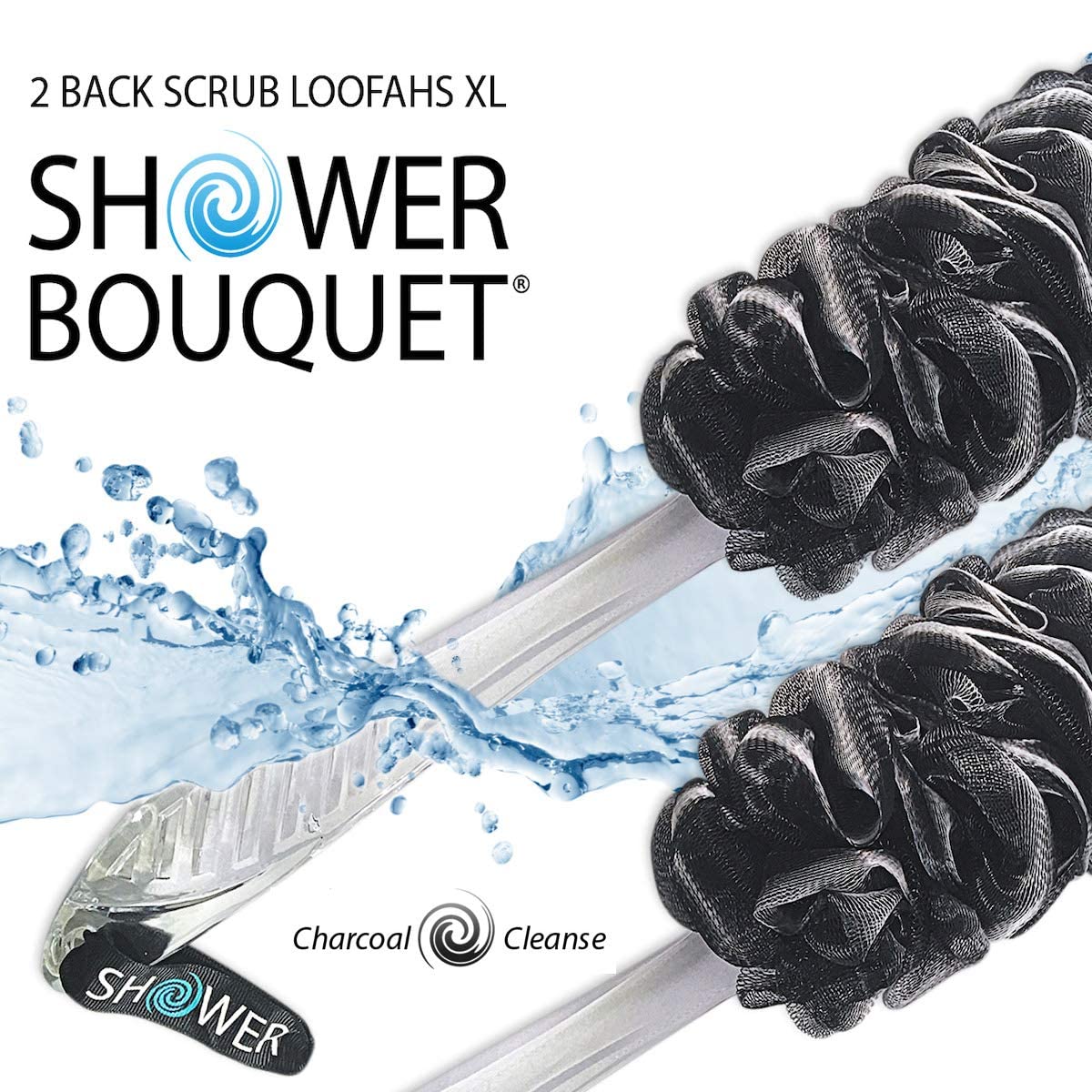 Shower Bouquet in use back scrubbing demonstrating reach and convenience
