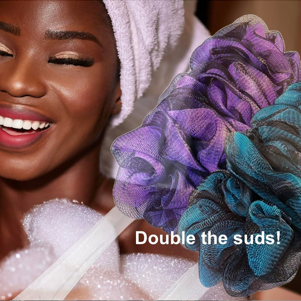 Shower Bouquet mesh texture close-up showing dense fibers for rich lather