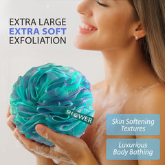 Shower Bouquet close-up of dense 75g mesh texture providing rich lather with less product