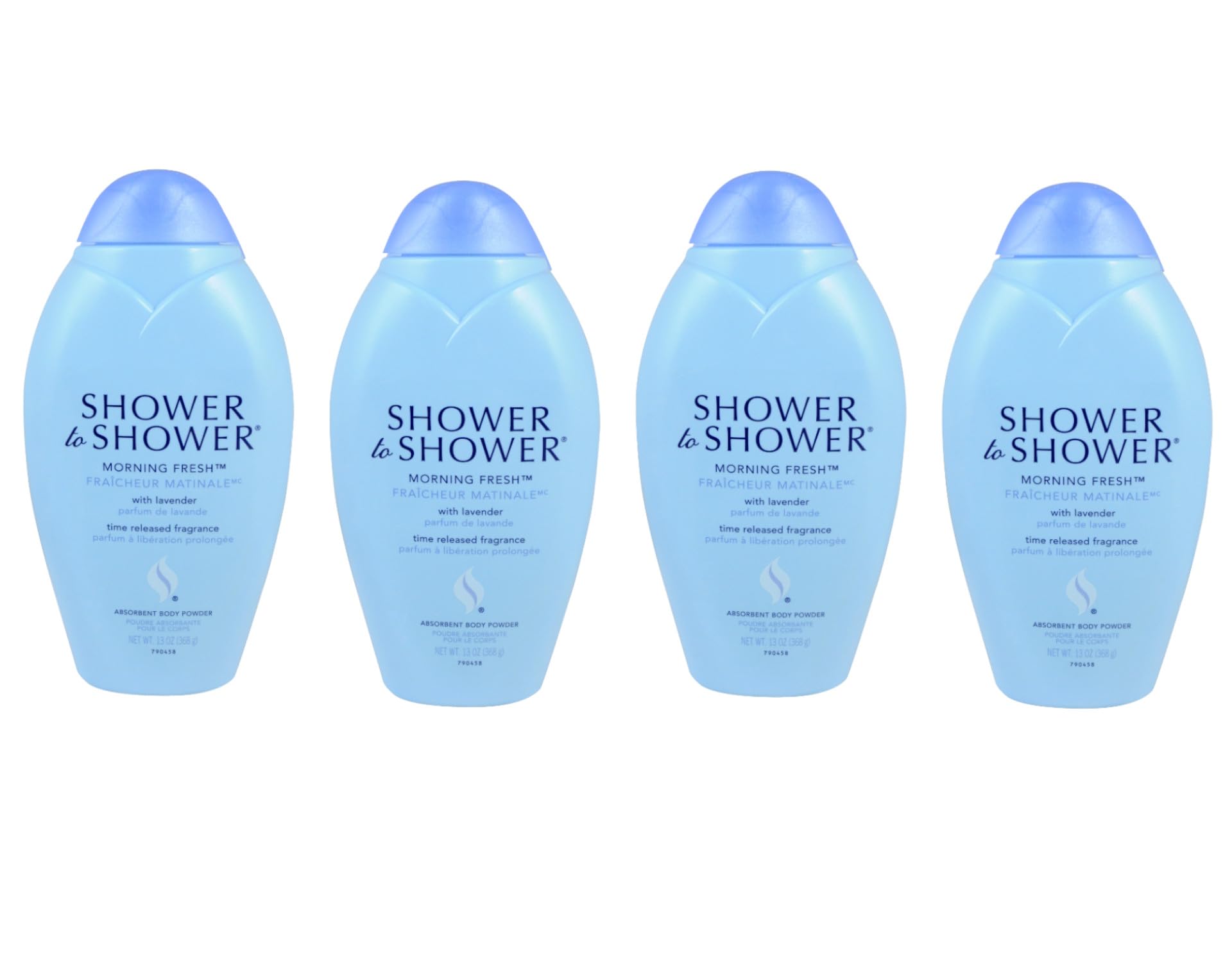 Shower To Shower front label showing product name and 13 ounce jar benefit