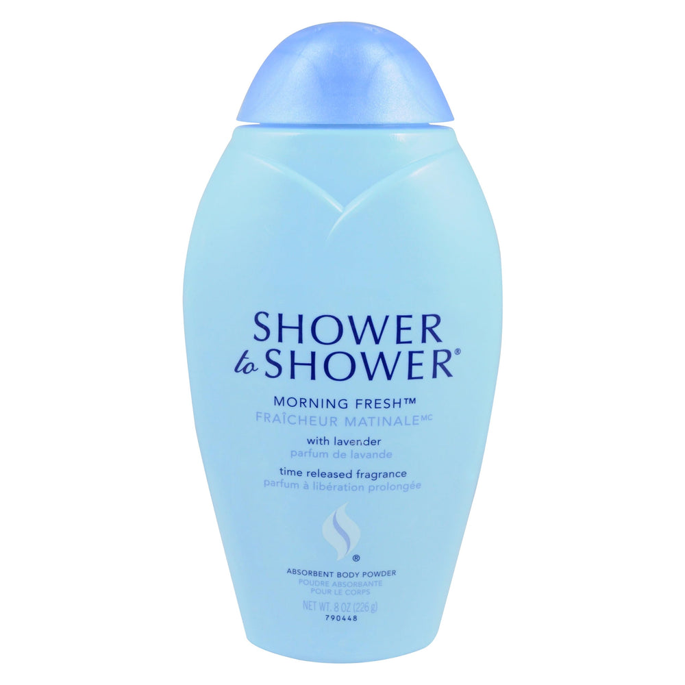 Shower To Shower open jar showing soft powder texture and absorbency