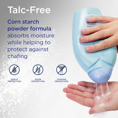 Shower To Shower dusted onto feet demonstrating sweat absorption and odor control
