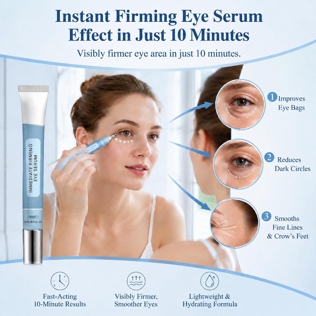 Shrandi before and after eye area showing visible smoothing and wrinkle reduction