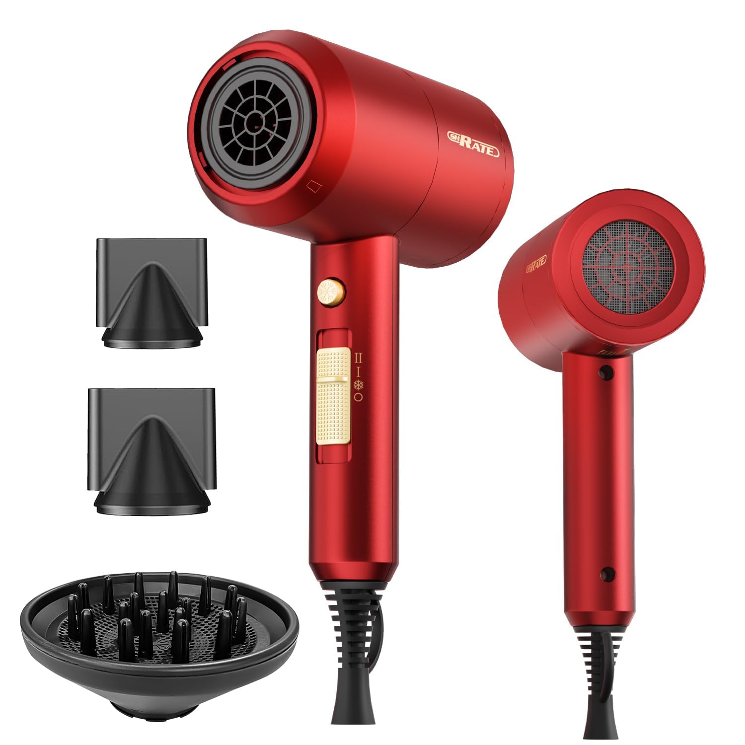 SHRATE front view of hair dryer showing compact design and portability benefit