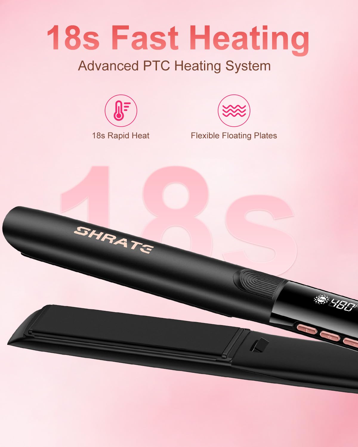 SHRATE LED display and buttons showing precise temperature control and safety lock