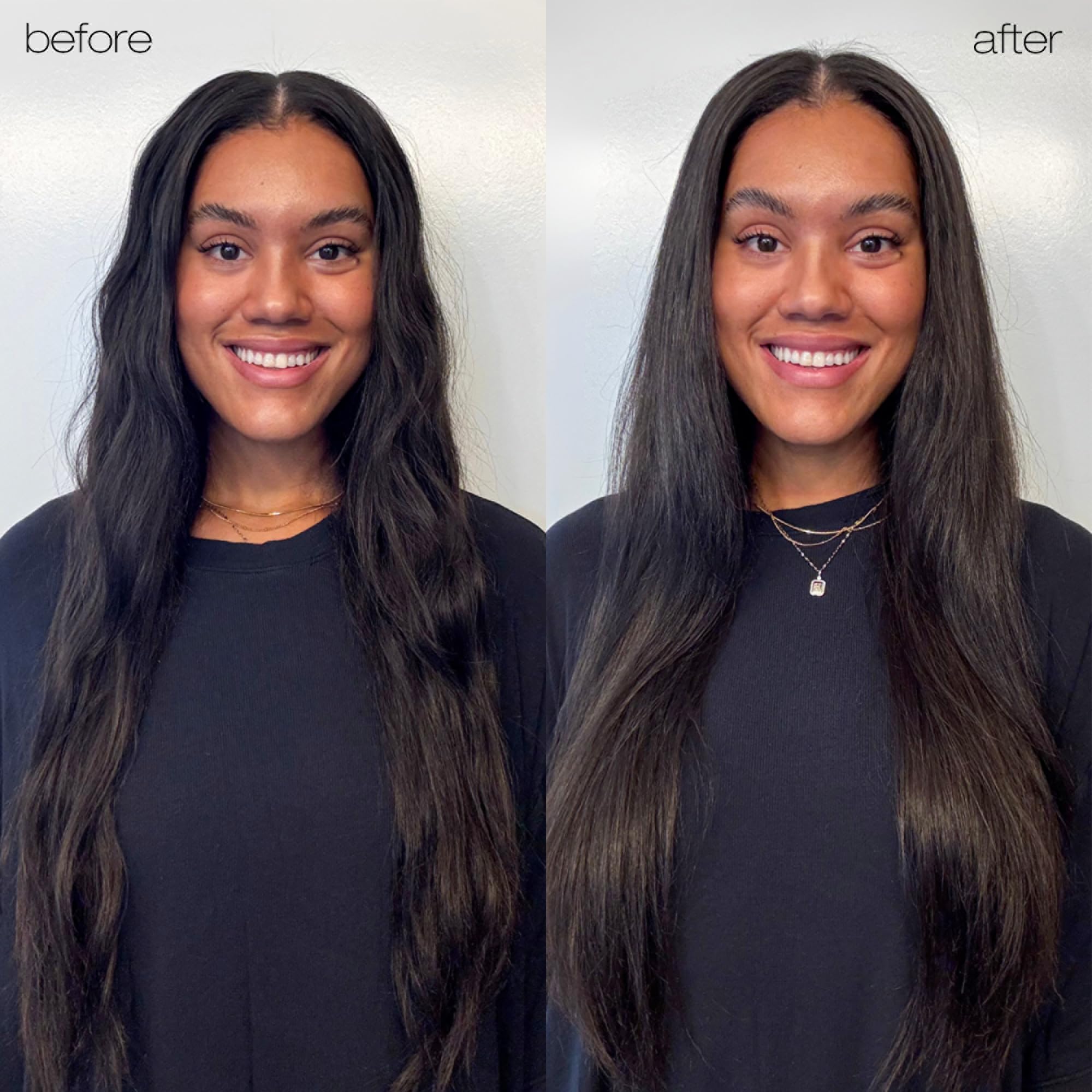 shu uemura art of hair applying oil to mid-lengths demonstrating frizz control and instant softness