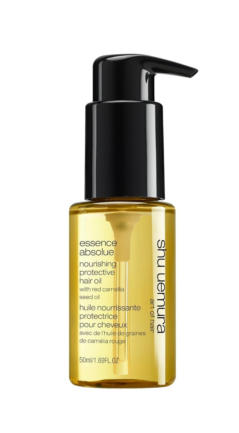 shu uemura art of hair bottle front view showing sleek packaging and product identity for salon-finish shine