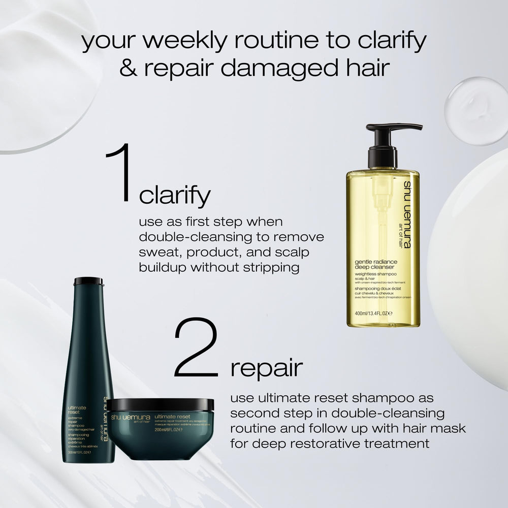 shu uemura art of hair in-shower use demonstrating effective buildup removal benefit