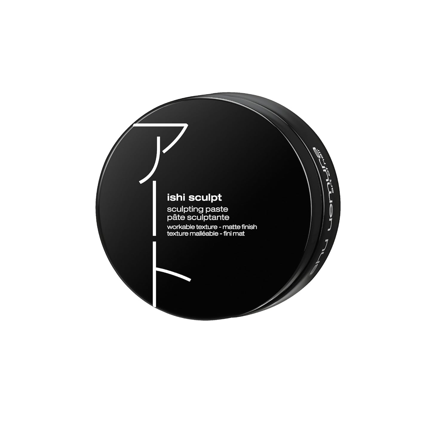 shu uemura art of hair jar front packaging showing label and size benefit: clear product ID