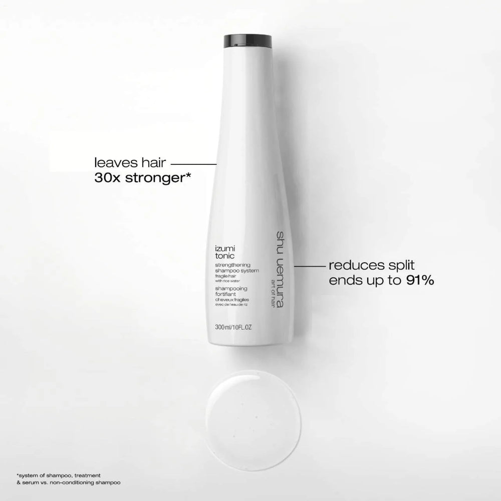 shu uemura art of hair label close-up highlighting product name and usage guidance