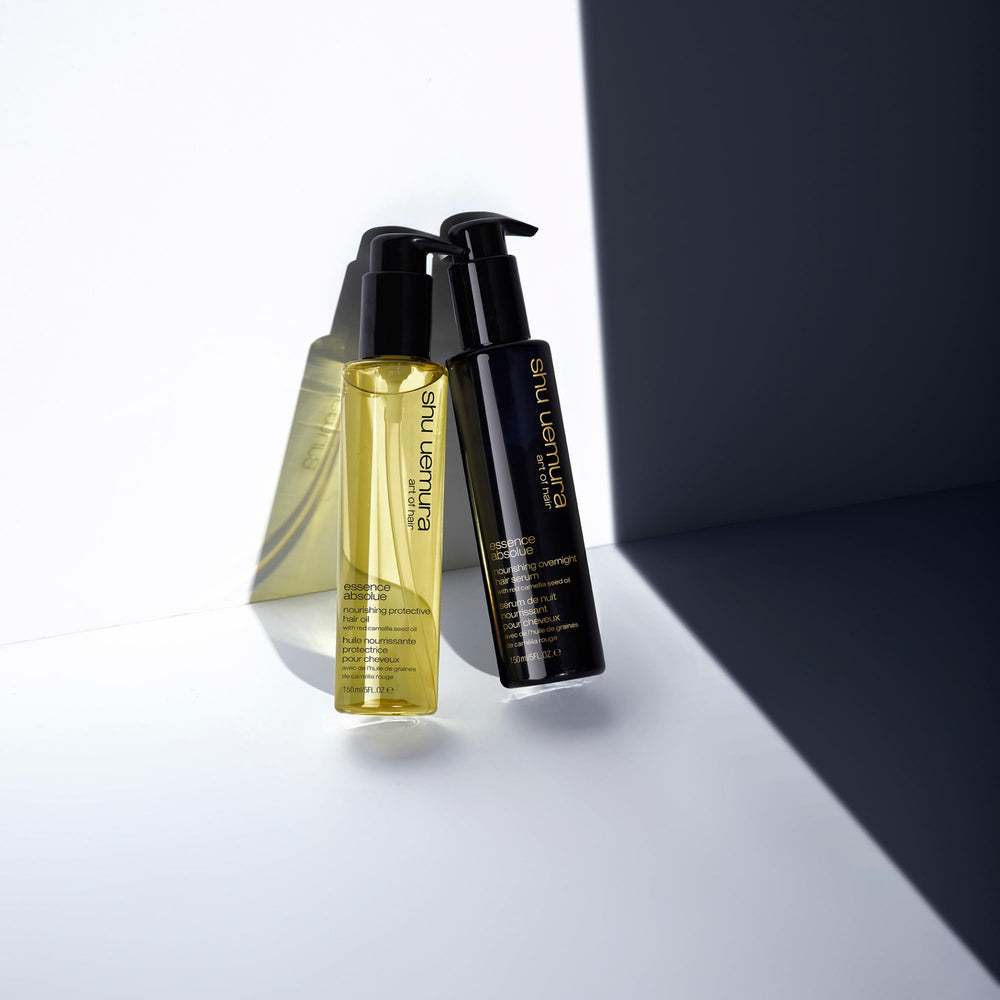 shu uemura art of hair on bathroom counter for daily styling convenience