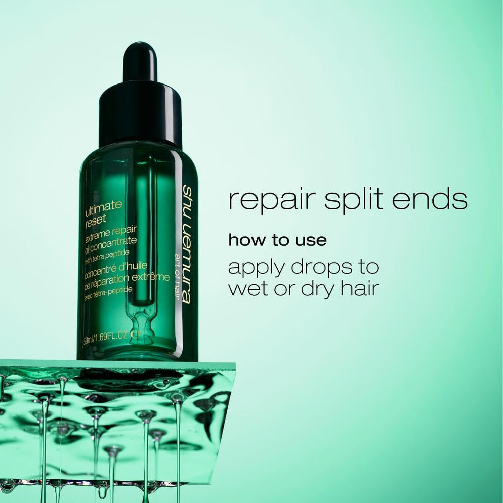 shu uemura art of hair applied on midlengths demonstrating smoother, detangled strands