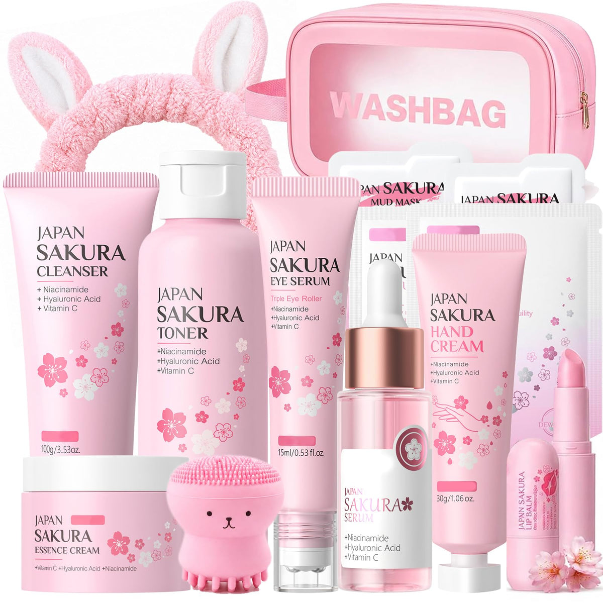 SHUNSHI front packaging of Sakura 14-piece kit, clear gift-ready presentation