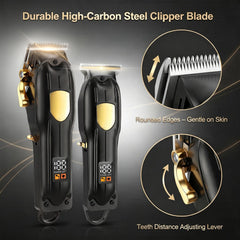 SHYEEH closeup of high-carbon steel clipper blade showing smooth cut performance benefit