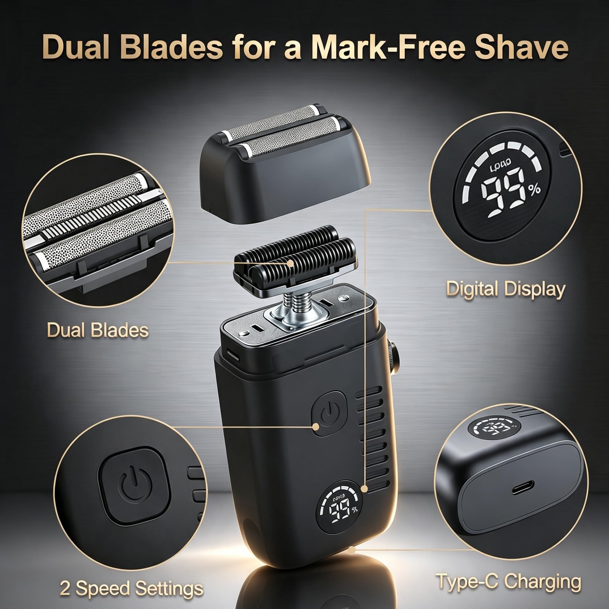 SHYEEH precision trimmer detail for accurate beard shaping and neat edges benefit