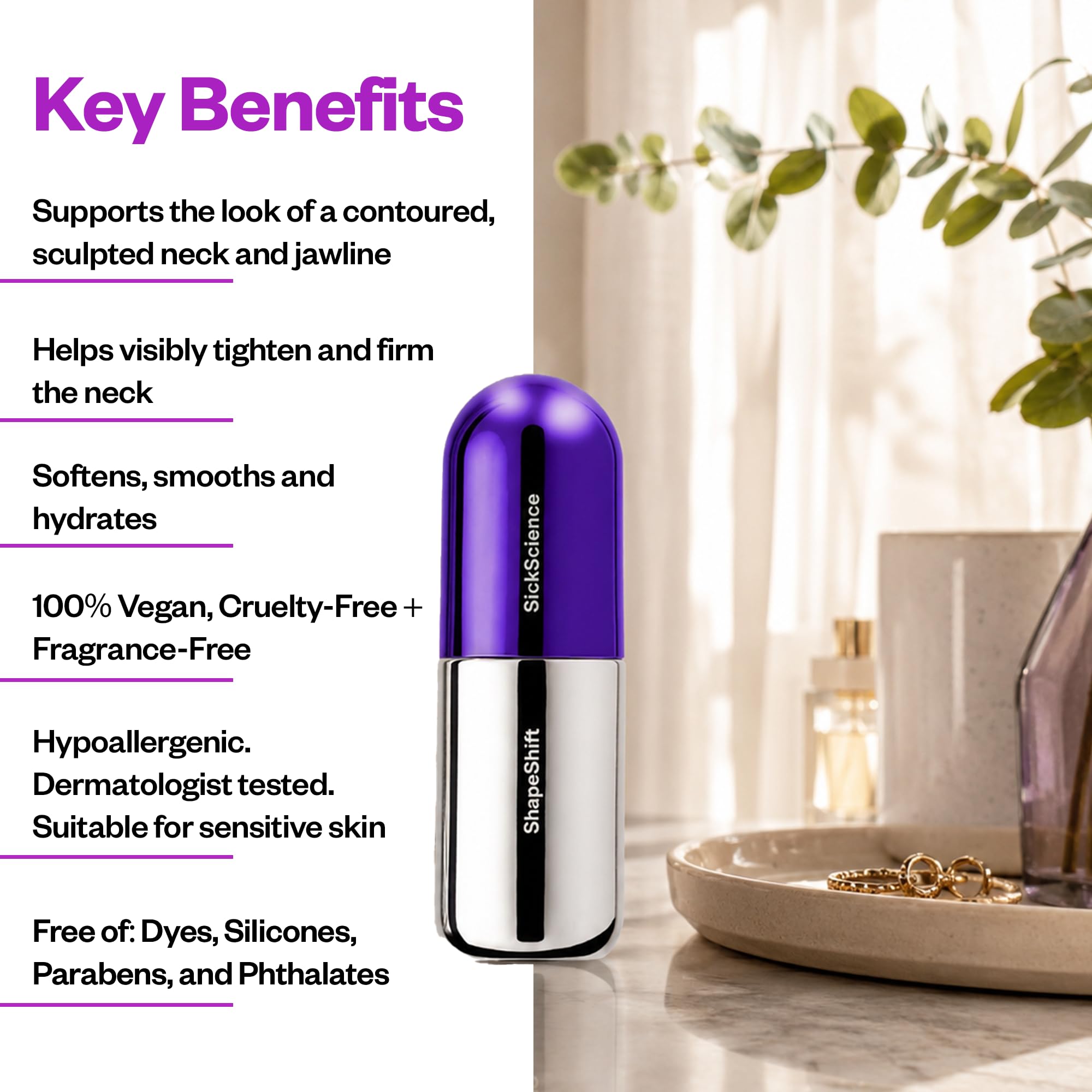 SickScience jawline massage using serum, illustrates contour-enhancing technique