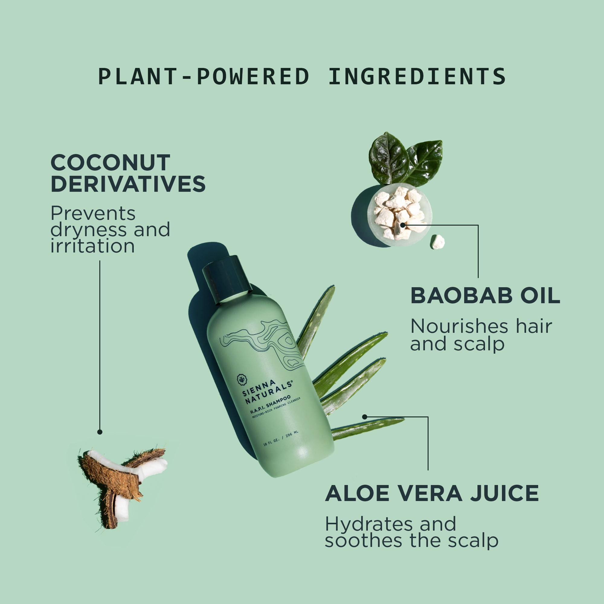 Sienna Naturals HAPI Shampoo baobab and aloe ingredients for hydration