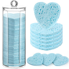 Sieral acrylic container full of compressed sponges keeping them organized