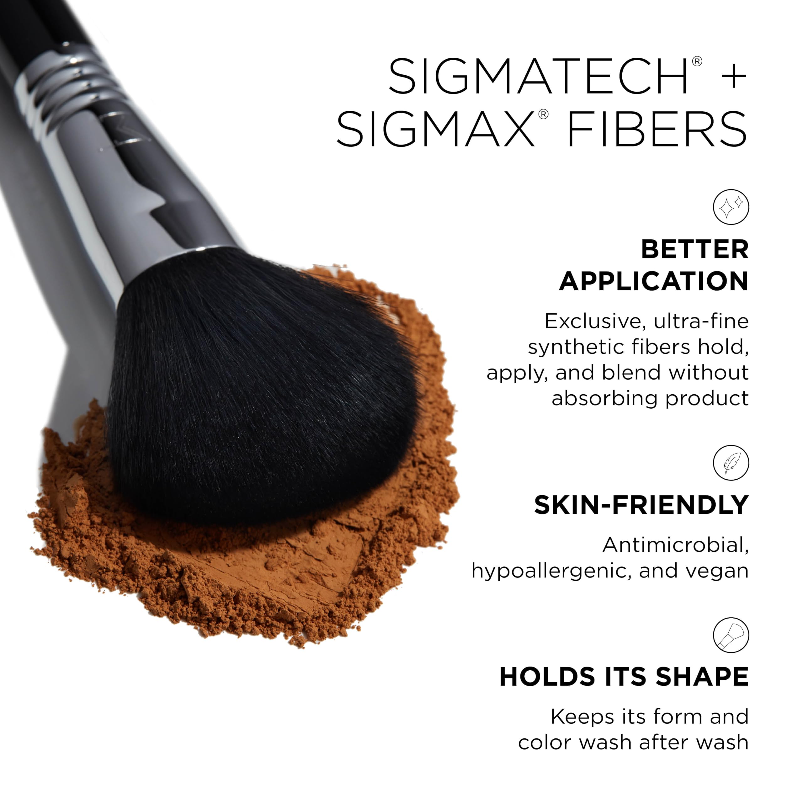 Sigma Beauty brush applying foundation demonstrating even coverage and precise placement