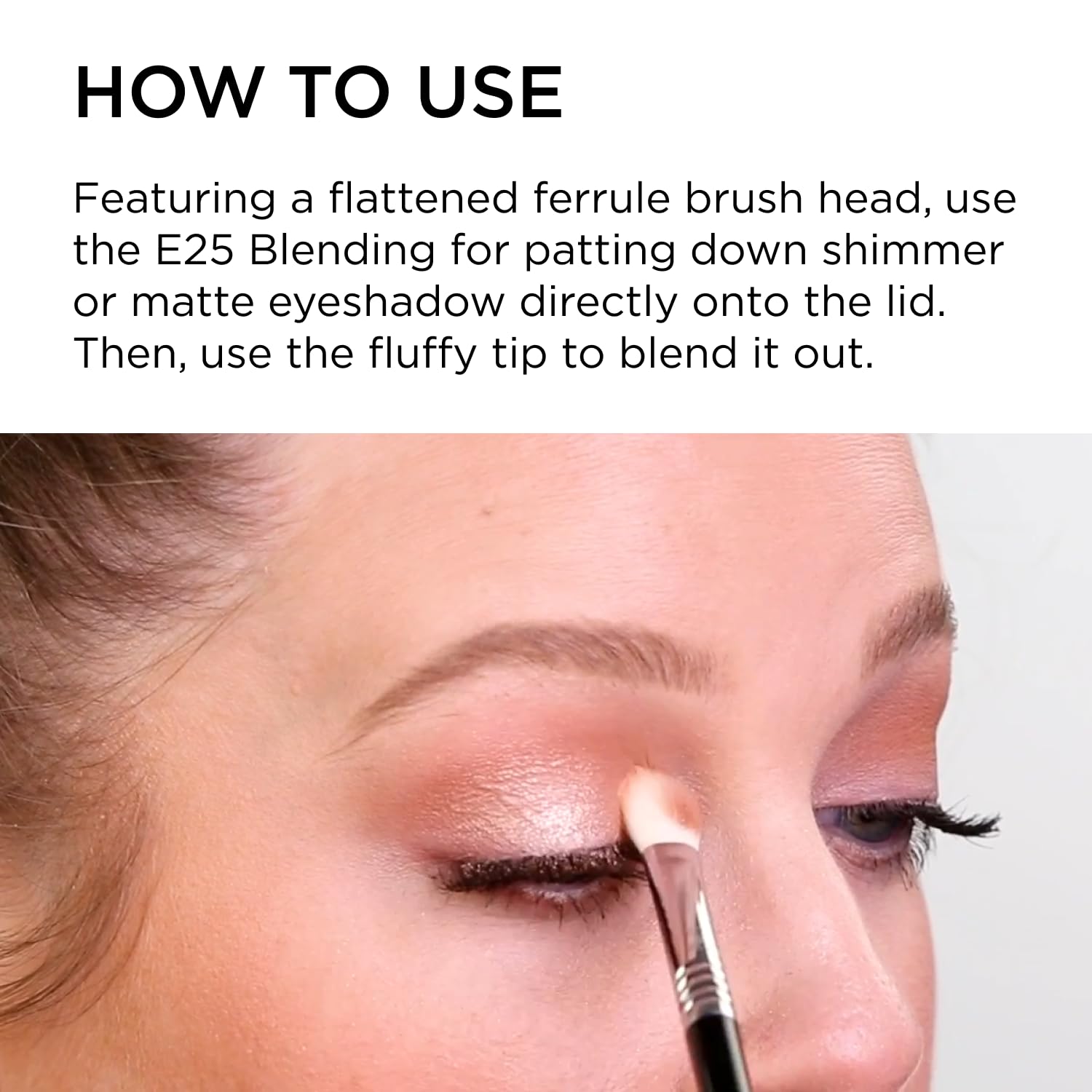 Sigma Beauty E25 blending eyeshadow on lid demonstrating smooth transition benefit