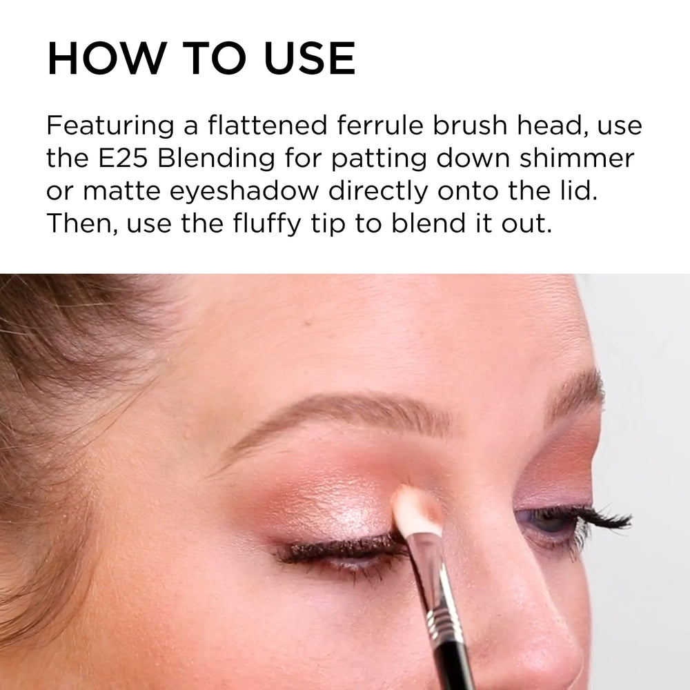 Sigma Beauty E25 blending eyeshadow on lid demonstrating smooth transition benefit