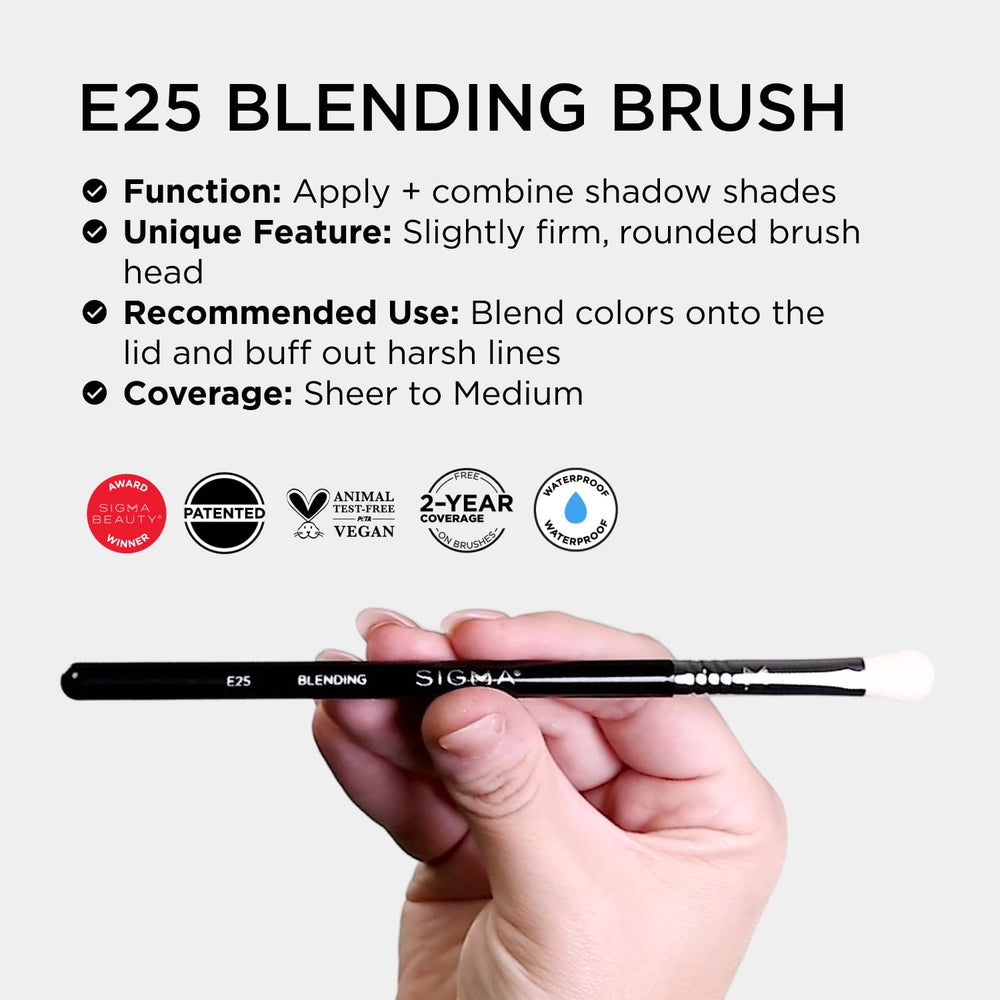 Sigma Beauty E25 ferrule and handle detail showing corrosion-resistant build benefit
