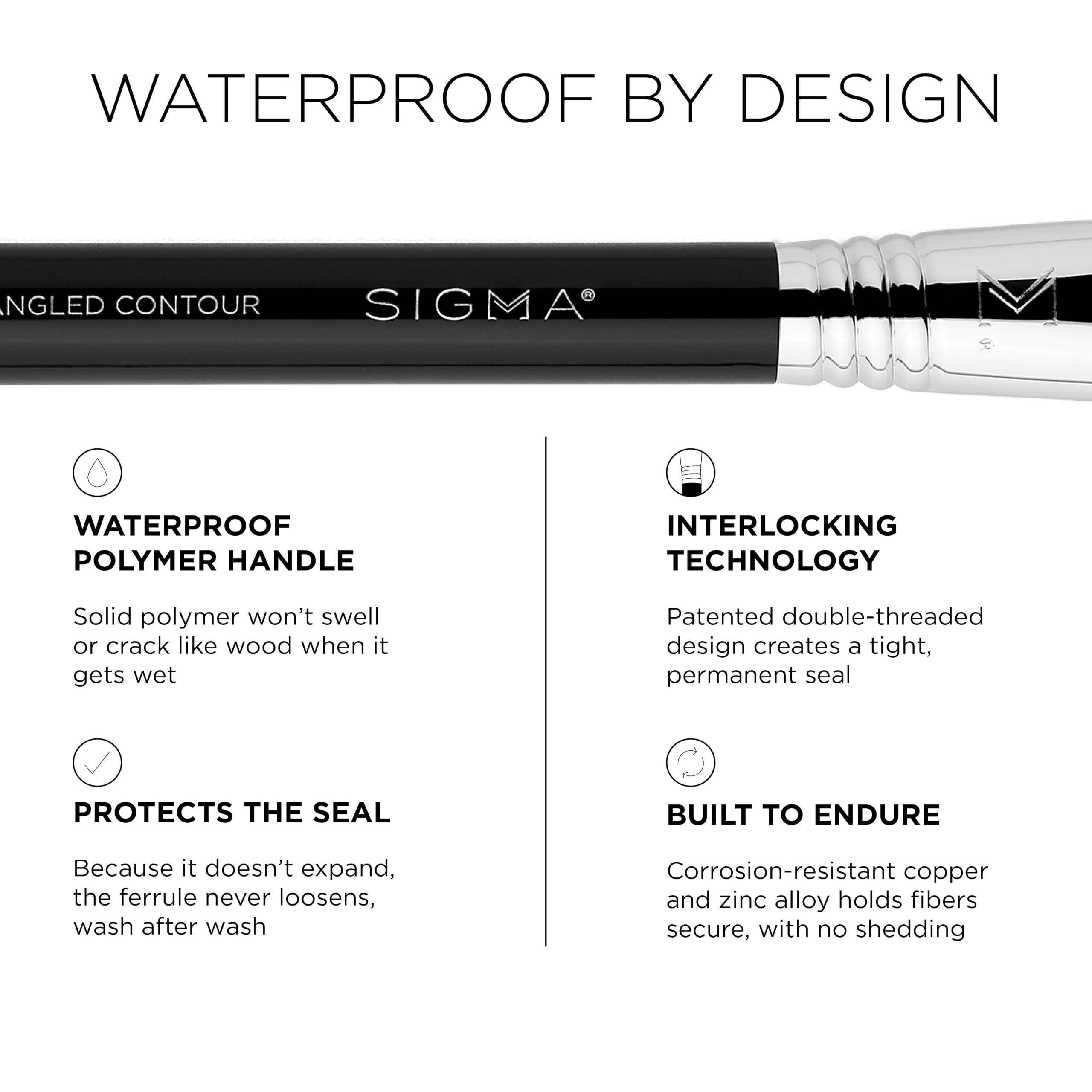 SIGMA BEAUTY brush held in hand to show full-size scale and control