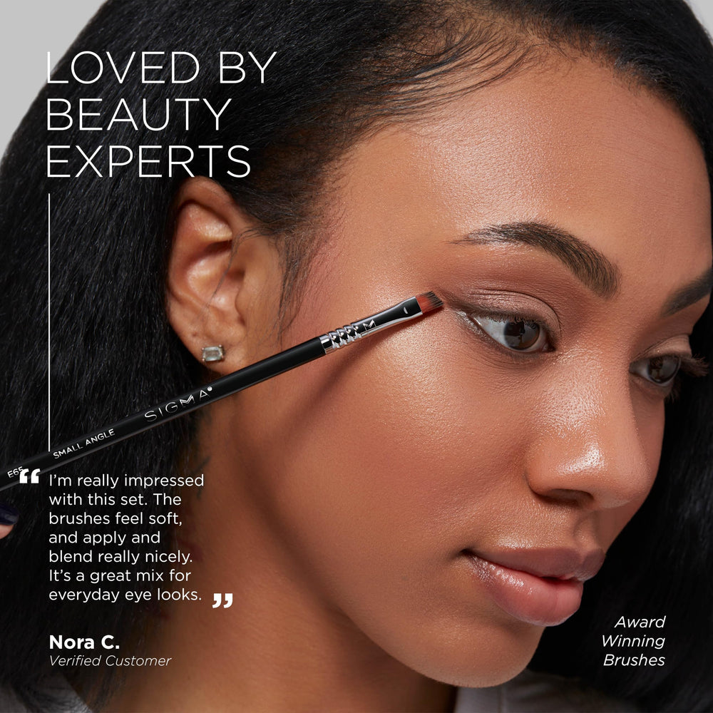 SIGMA BEAUTY brush applying eyeshadow showing precise, even color placement