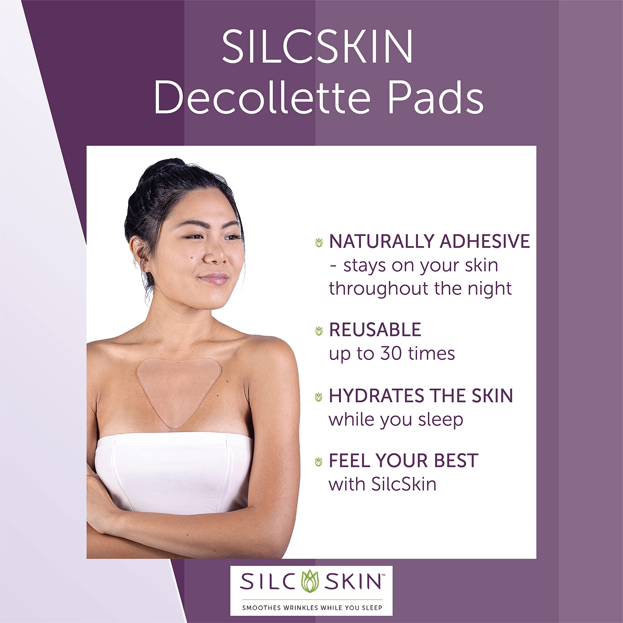 Silc Skin pad worn on chest in bed illustrating overnight protection