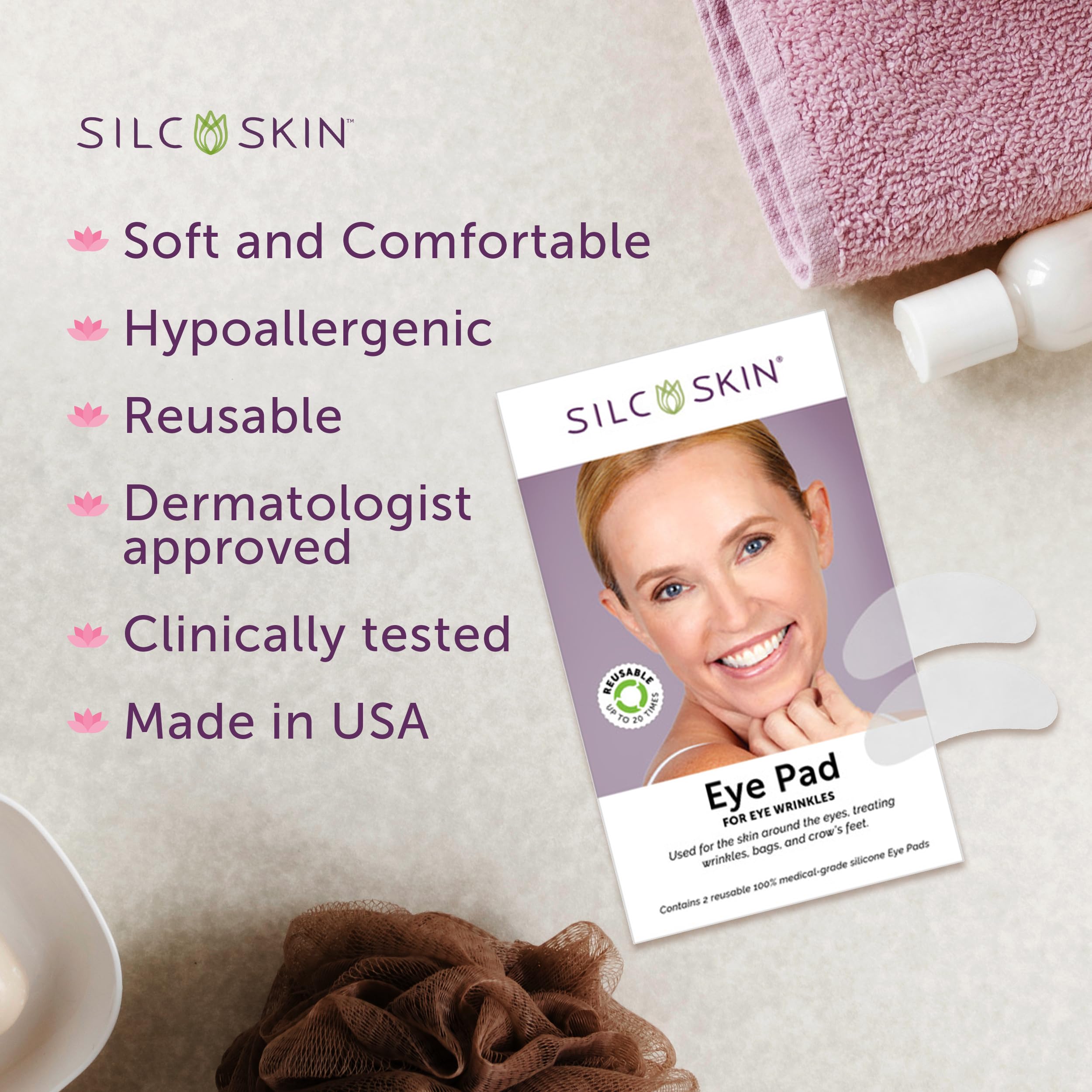 Silc Skin pads staged in a bedroom routine for overnight use