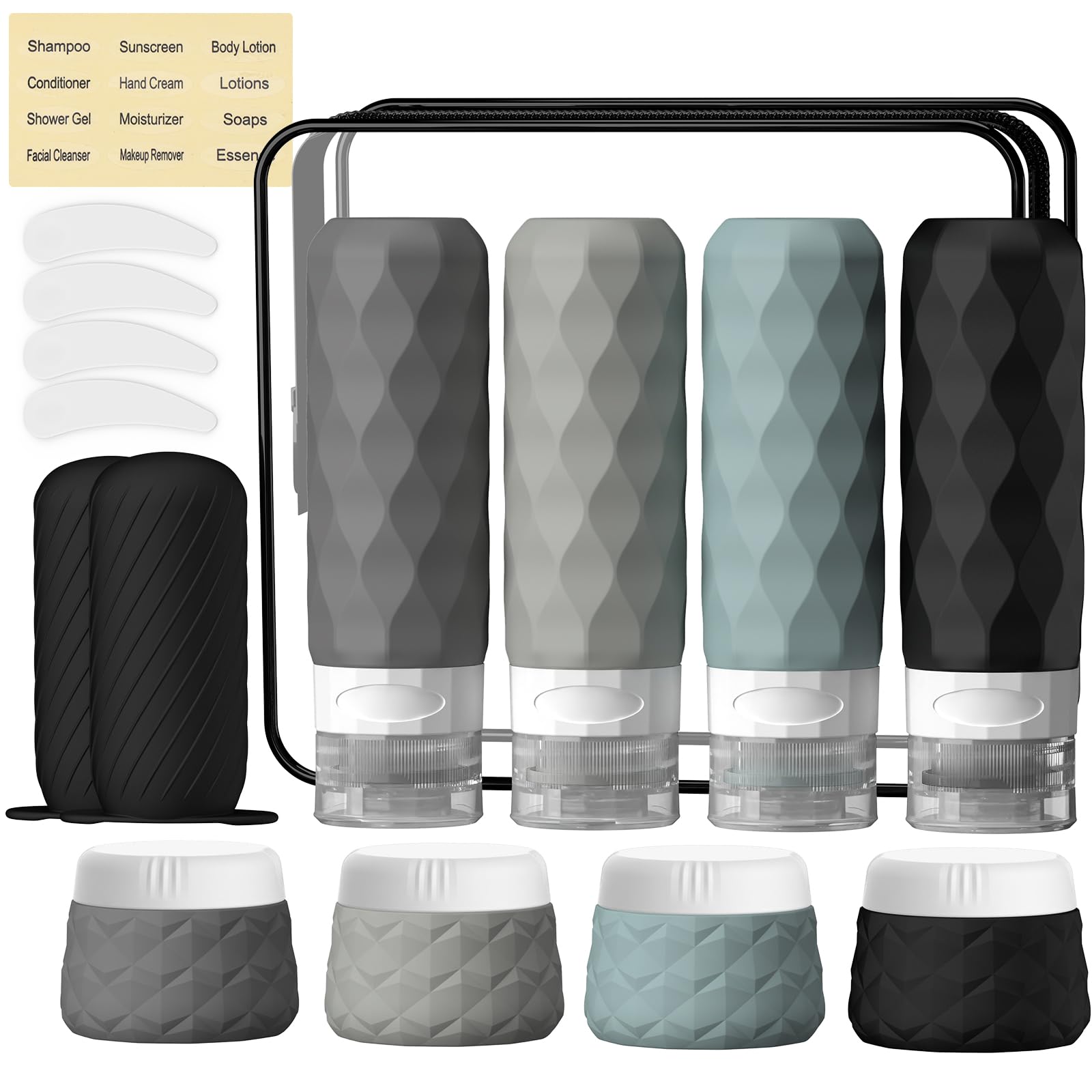 Silevoler front view of full clear pouch showing organized travel set for fast security checks