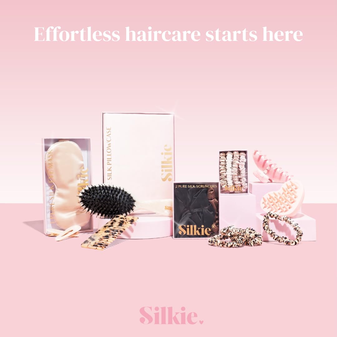 Silkie scrunchies flatlay with neutral outfit, stylish and practical accessory