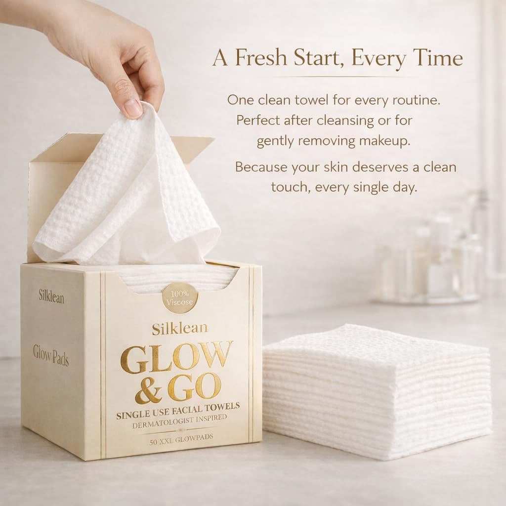Silklean towel gently removing makeup to show effective cleansing