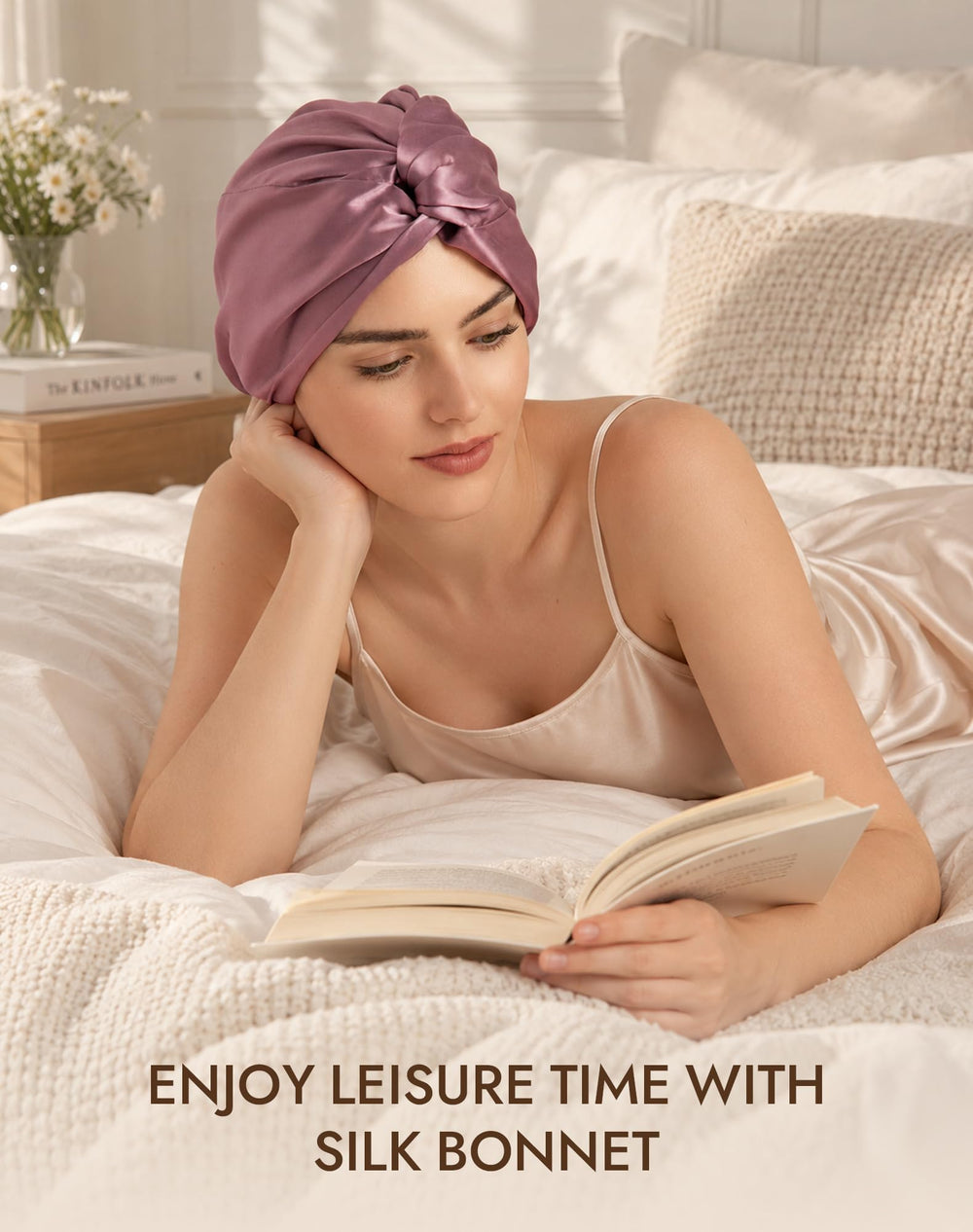 SilkSilky on model sleeping showing reduced morning frizz and comfort