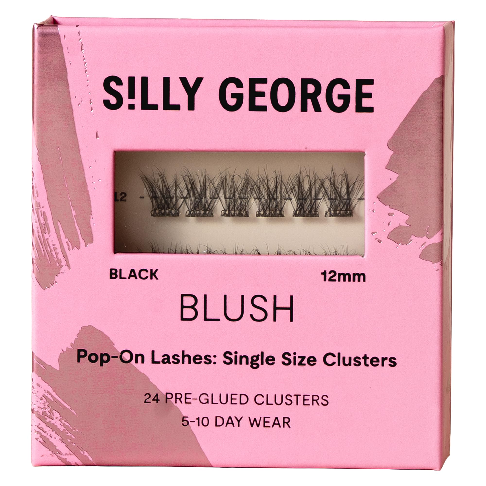 Silly George front packaging showing 24 pre-glued blush clusters and brand clarity