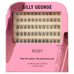Silly George front packaging showing 60 pre-glued cluster lashes, quick application benefit