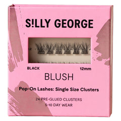Silly George front packaging showing 24 pre-glued blush clusters and brand clarity