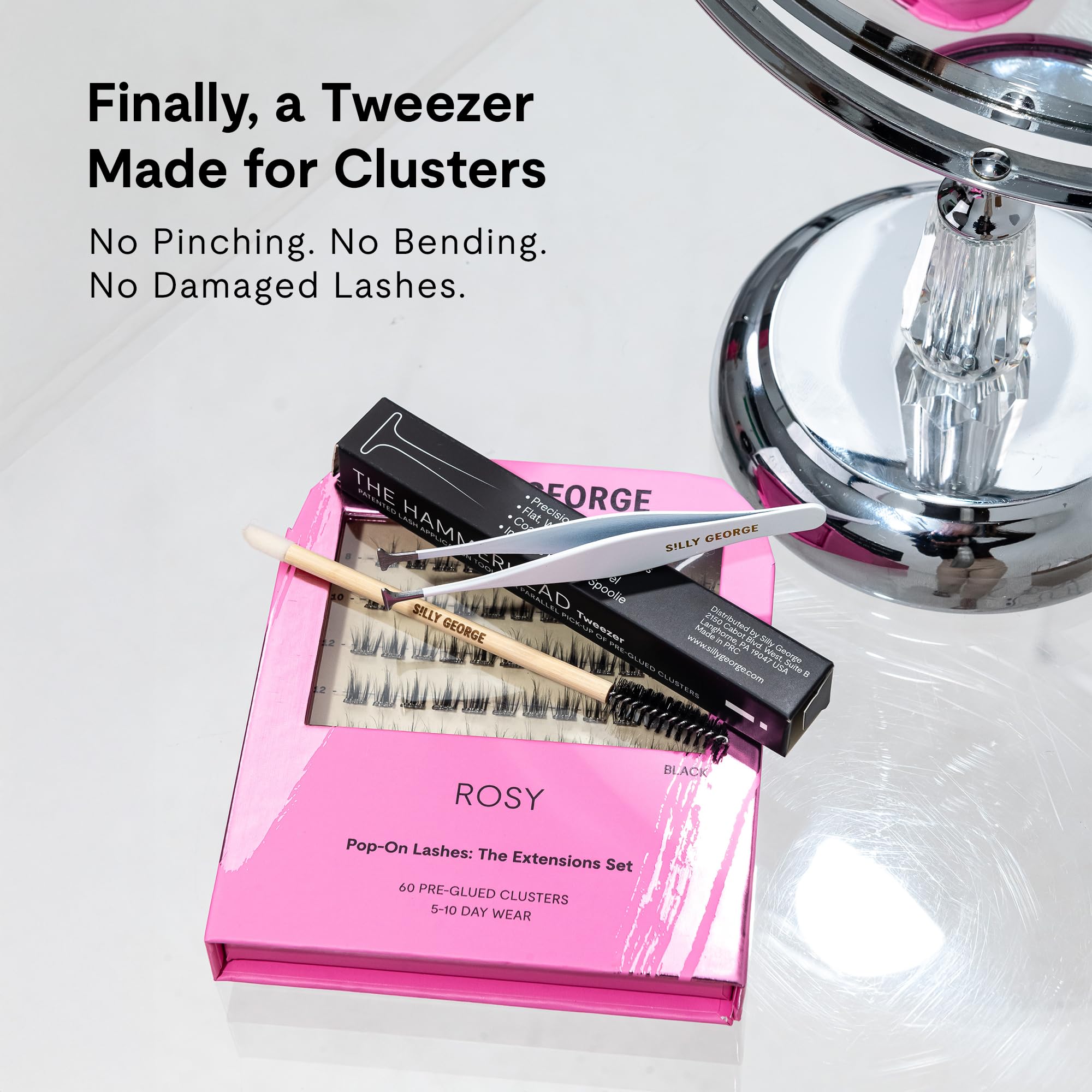Silly George flat closure detail showing gap-free tips to protect lashes